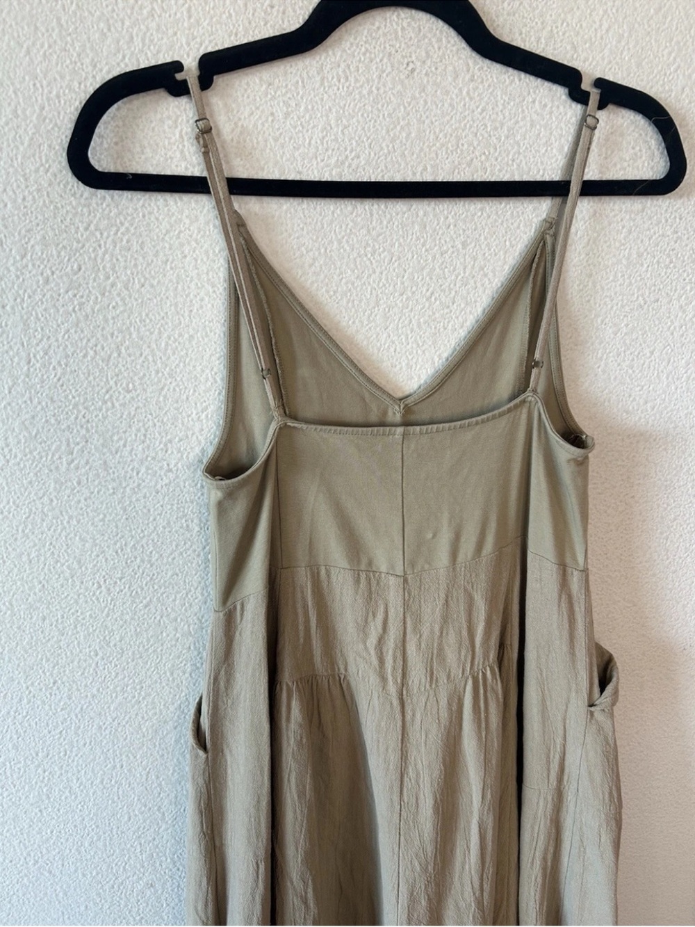 FREE PEOPLE Soledad Midi Dress Khaki Beige Boho Pockets Sz M - Picture 15 of 16